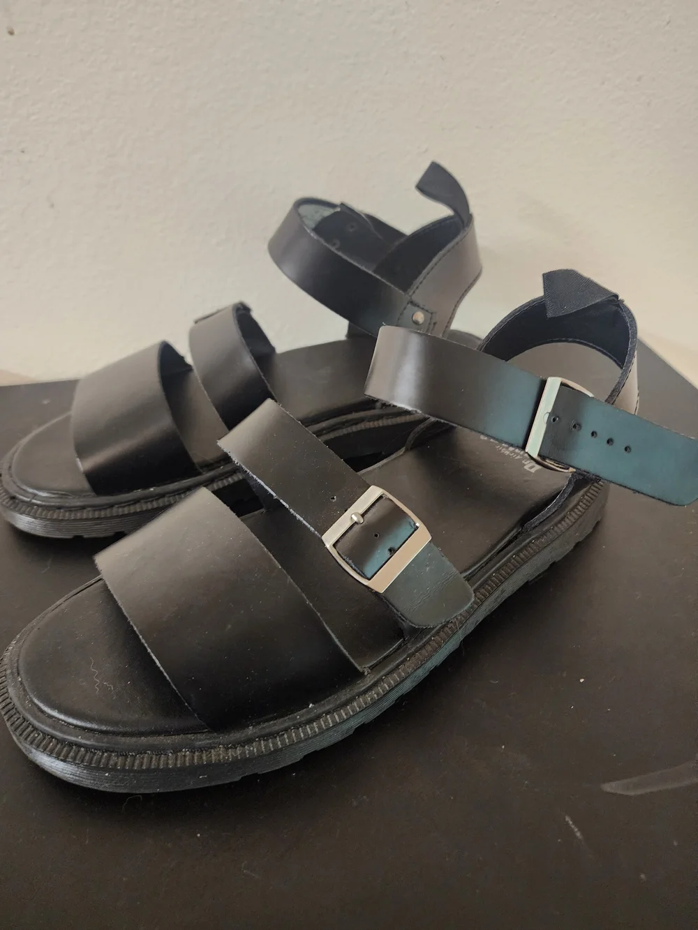 Dr. Martens Black Strappy Buckle Sandals